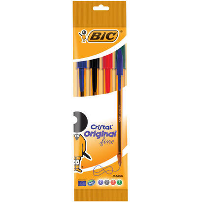 boligrafo-bic-cristal-original-fine-blister4-azul-negro-rojo-verde-punta-08mm-trazo-03mm