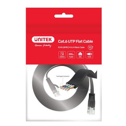 unitek-c1809gbk-cable-de-red-flat-utp-ethernet-cat6-1m