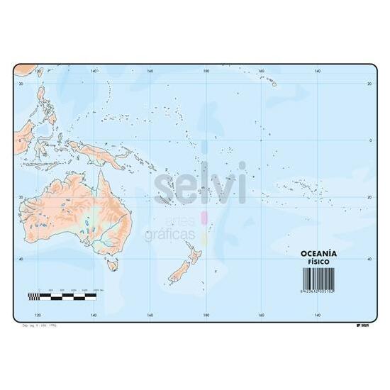 Selvi Mapa Mudo FÍsico De Oceania A4 50u
