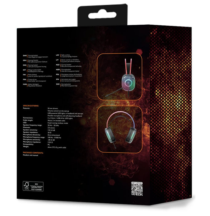 EAN 5706470154537 - Deltaco Gaming GAM-186 auricular y casco Auriculares Alámbrico Diadema Juego USB tipo A Negro, Transparen imagen 10
