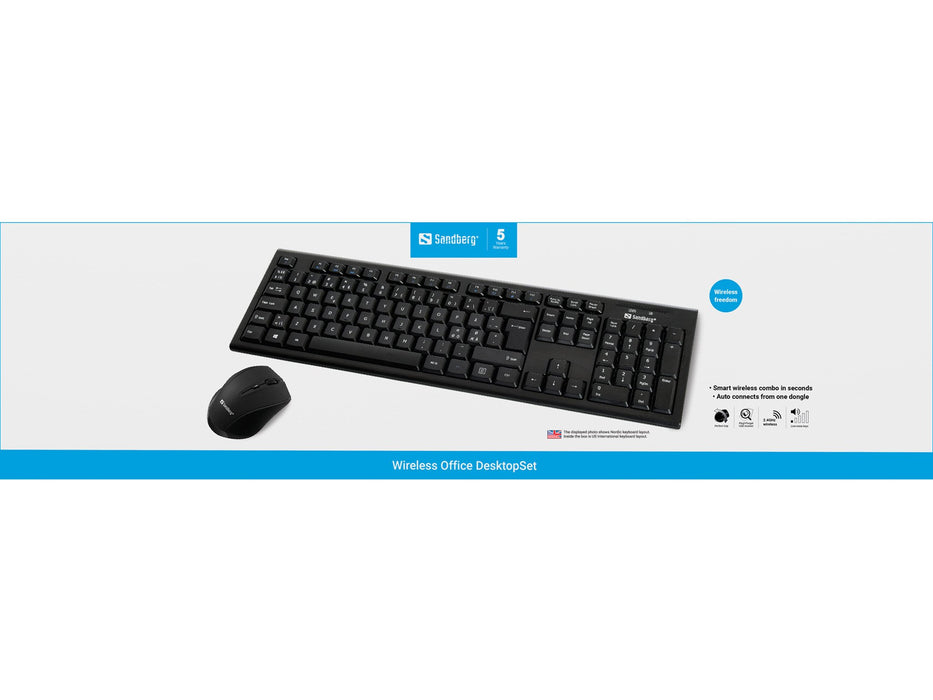 EAN 5705730631238 - Sandberg 631-23 teclado Ratón incluido Hogar / Oficina RF inalámbrico QWERTY Inglés Negro imagen 2