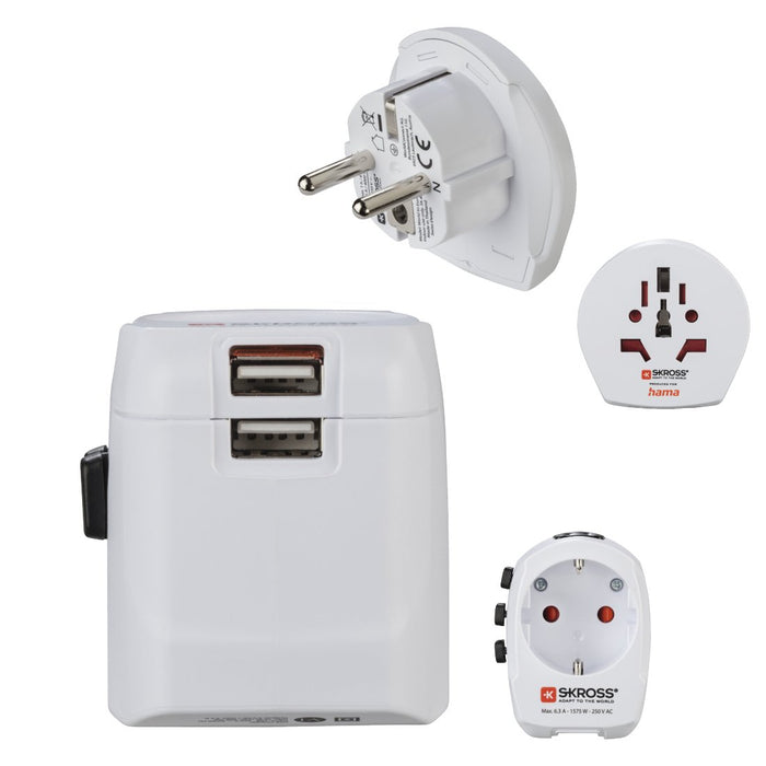 EAN 4047443491428 - Hama World Travel Pro Light USB adaptador de enchufe eléctrico Universal Blanco imagen 3