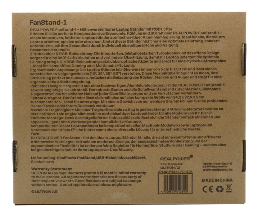 EAN 4040895012692 - RealPower 495562 soporte para ordenador portátil Acero inoxidable 43,2 cm (17") imagen 5