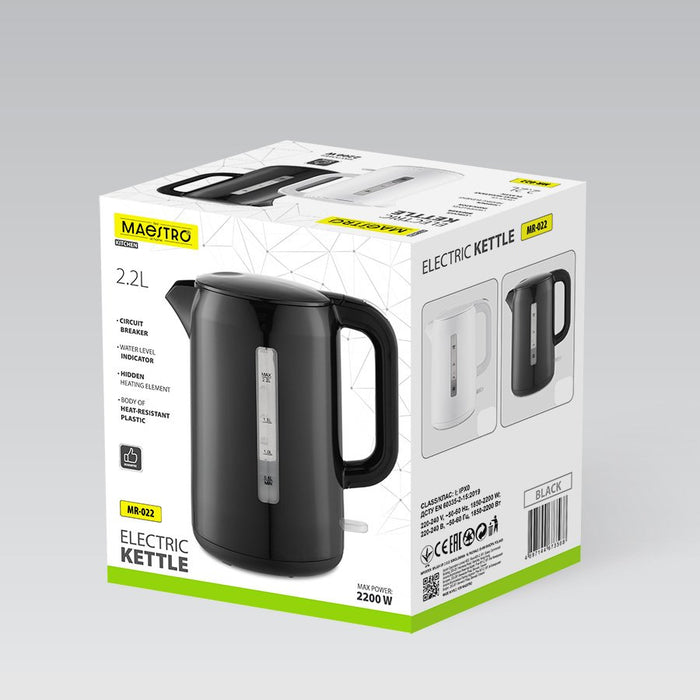 EAN 4897144673568 - Maestro MR-022-BLACK tetera eléctrica 2,2 L 2200 W Negro imagen 4