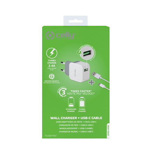 EAN 8021735723882 - Celly TCUSBTYPEC cargador de dispositivo móvil Universal Blanco USB Interior imagen 2