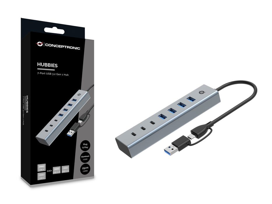 EAN 4015867238288 - Conceptronic HUBBIES20G hub de interfaz USB 3.2 Gen 1 (3.1 Gen 1) Type-C 5000 Mbit/s Gris imagen 3