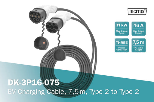 EAN 4016032481430 - Digitus DK-3P16-075 cable de carga para vehículo eléctrico Type 2 imagen 2