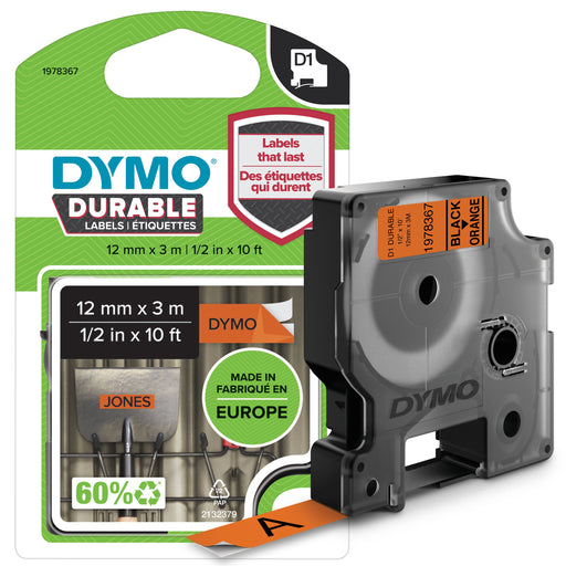 EAN 3501179783673 - DYMO D1 Durable - White on Orange - 12mm cinta para impresora de etiquetas Negro sobre naranja imagen 1