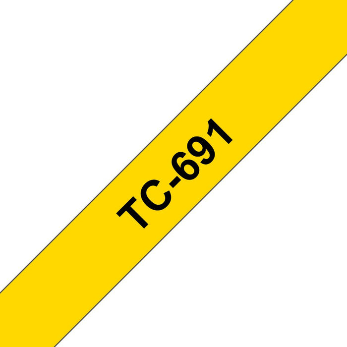 EAN 4977766050753 - Brother TC-691 cinta para impresora de etiquetas Negro sobre amarillo imagen 1
