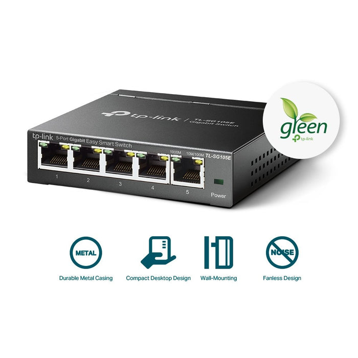 EAN 1210002616836 - TP-Link TL-SG105E switch Gestionado L2 Gigabit Ethernet (10/100/1000) Negro imagen 5
