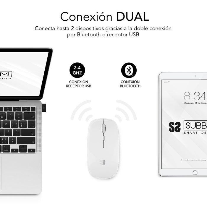 EAN 8436586742256 - SUBBLIM SUBMO-DFLAT21 ratón Oficina Ambidextro RF Wireless + Bluetooth + USB Type-A 1600 DPI imagen 2