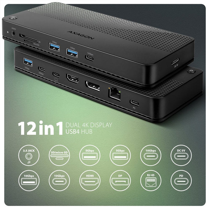 EAN 8595247908421 - Axagon HMC-U4 base para portátil y replicador de puertos Alámbrico USB4 Negro imagen 3