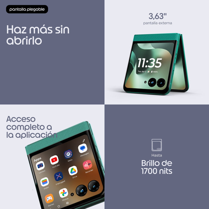 EAN 0840493609850 - Motorola razr 70 17,5 cm (6.9") SIM doble Android 16.0 5G USB Tipo C 8 GB 256 GB 4800 mAh Verde oscuro imagen 16