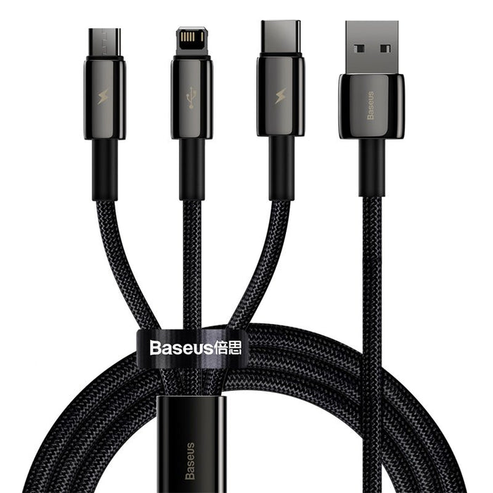 EAN 6953156204973 - Baseus Tungsten Gold 3-in-1 cable USB USB 2.0 1,5 m USB A USB C/Micro USB A/Lightning Negro imagen 1