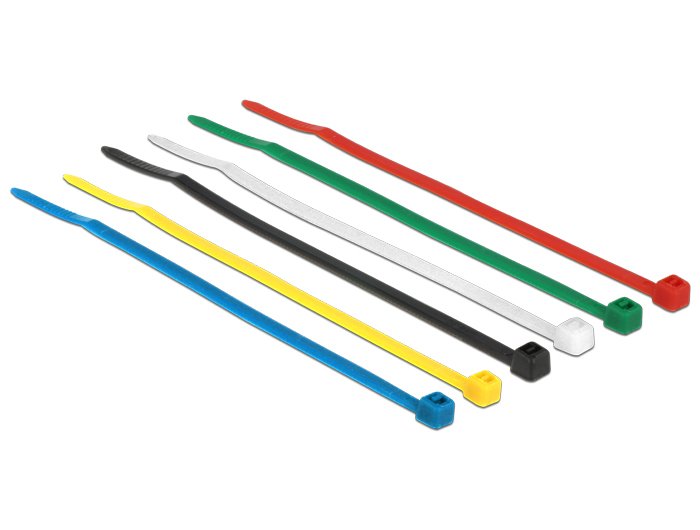 EAN 4043619186273 - DeLOCK 18627 presilla Nylon Negro, Azul, Verde, Rojo, Transparente, Amarillo 100 pieza(s) imagen 1