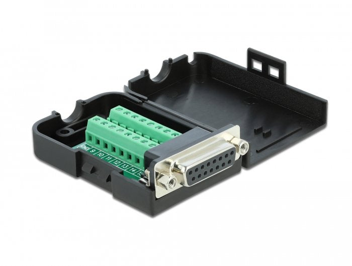 EAN 4043619665693 - DeLOCK 66569 cambiador de género para cable serial Sub-D15 16 pin terminal block Negro imagen 1