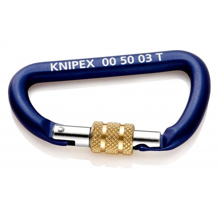 EAN 4003773081371 - Knipex 00 50 03 T BK mosquetón de escalada Mosquetón de bloqueo Con forma de D Aluminio Azul 2 pieza(s) imagen 2