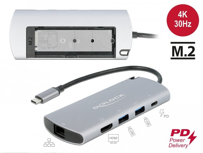 EAN 4043619877676 - DeLOCK 87767 base para portátil y replicador de puertos Alámbrico USB 3.2 Gen 1 (3.1 Gen 1) Type-C Gris imagen 2