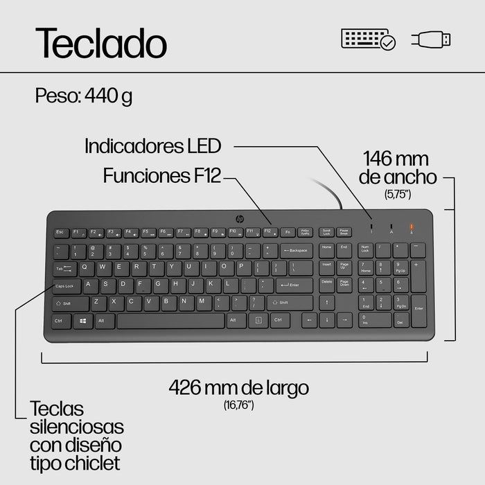 EAN 196548244171 - HP 150 Wired Keyboard teclado Universal USB QWERTY Holandés Negro imagen 9