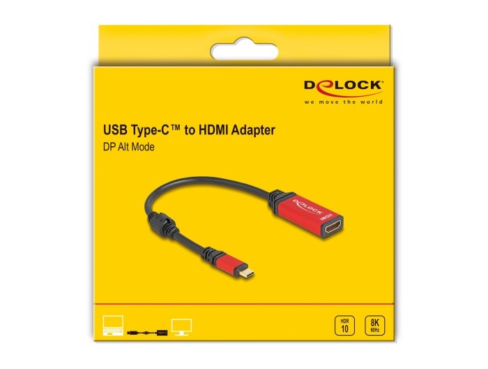 EAN 4043619600533 - DeLOCK 60053 adaptador de cable de vídeo 0,2 m USB Tipo C Negro, Rojo imagen 3