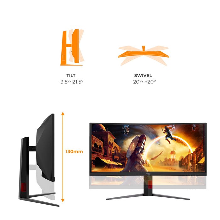 EAN 4038986113502 - AOC G4 CU34G4ZCA pantalla para PC 86,4 cm (34") 3440 x 1440 Pixeles Wide Quad HD Negro, Rojo imagen 3