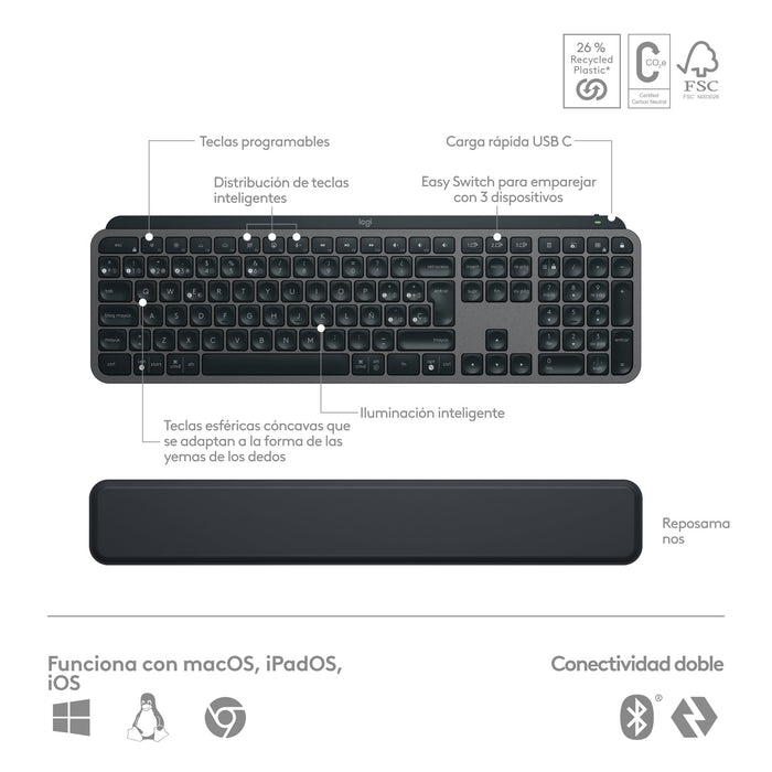 EAN 5099206112452 - Logitech 920-011610 teclado Ratón incluido Oficina Bluetooth QWERTY Español Grafito imagen 11