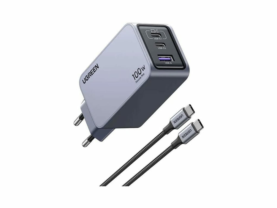 EAN 6941876228744 - Ugreen Nexode Pro EU 3-Port GaN PD Fast Charger With USB-C Cable Universal Negro, Gris Corriente alterna  imagen 1