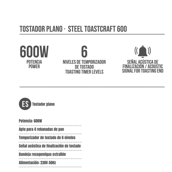 EAN 8426156017853 - Grunkel TSP-INOX tostadora 6 4 rebanada(s) 600 W Acero inoxidable imagen 9