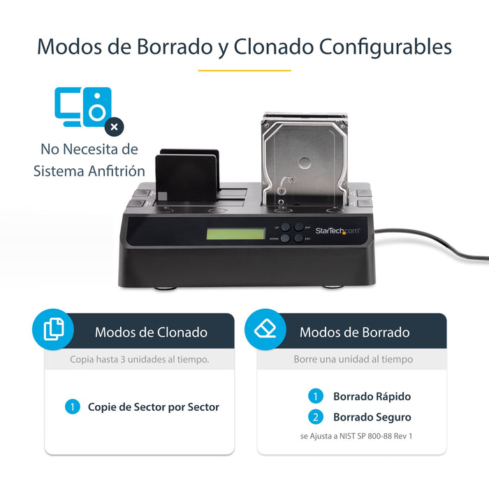 EAN 0065030843881 - StarTech.com SATDOCK4U3RE duplicador de datos y soporte Duplicador de HDD (discos duros) Negro 3 copias imagen 10