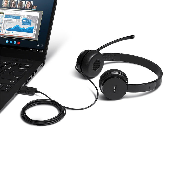 EAN 0194632382938 - Lenovo 4XD0X88524 auricular y casco Auriculares Alámbrico Diadema Oficina/Centro de llamadas Negro imagen 3