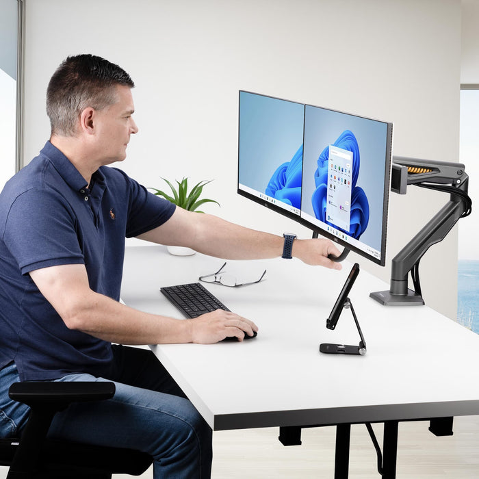 EAN 65030906340 - StarTech.com H2M1AS2-MONITOR-ARM soporte para monitor 68,6 cm (27") Escritorio Negro imagen 9
