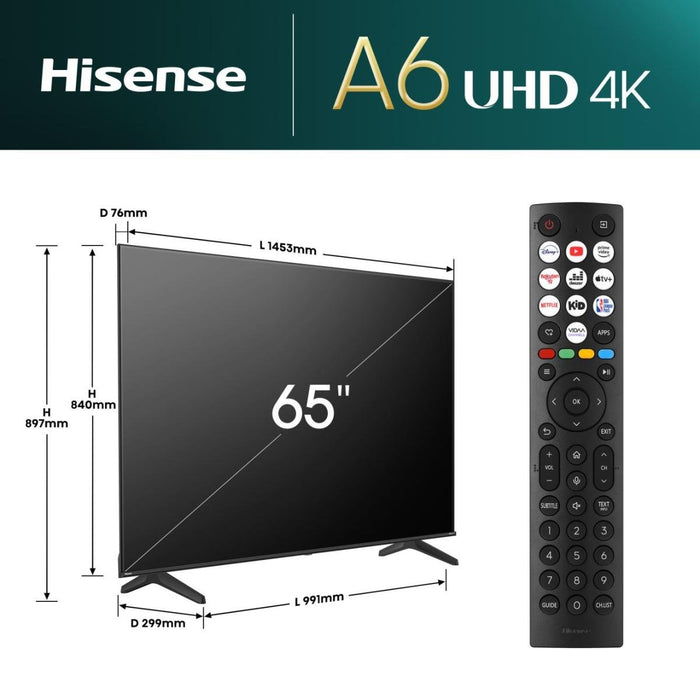 EAN 6942351406640 - Hisense E6NT 165,1 cm (65") 4K Ultra HD Smart TV Wifi Negro 300 cd / m² imagen 2