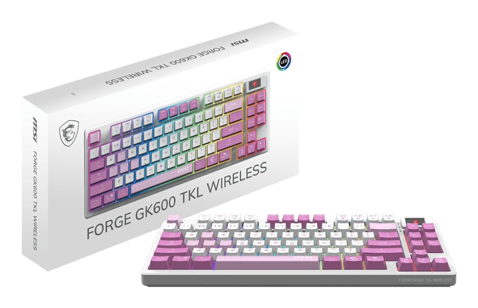 EAN 4711377307062 - MSI FORGE GK600 TKL WIRELESS VIOLET teclado Juego USB + Bluetooth QWERTY Español Rosa, Violeta, Blanco imagen 5