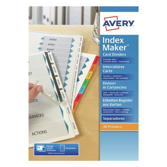 EAN 3148240037176 - Avery 01732061 lengüeta de índice Separador en blanco con pestaña Cartón imagen 1