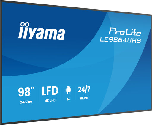 EAN 4948570125227 - iiyama LE9864UHS-B1AG pantalla de señalización Pantalla plana para señalización digital 2,49 m (98") Wifi imagen 1