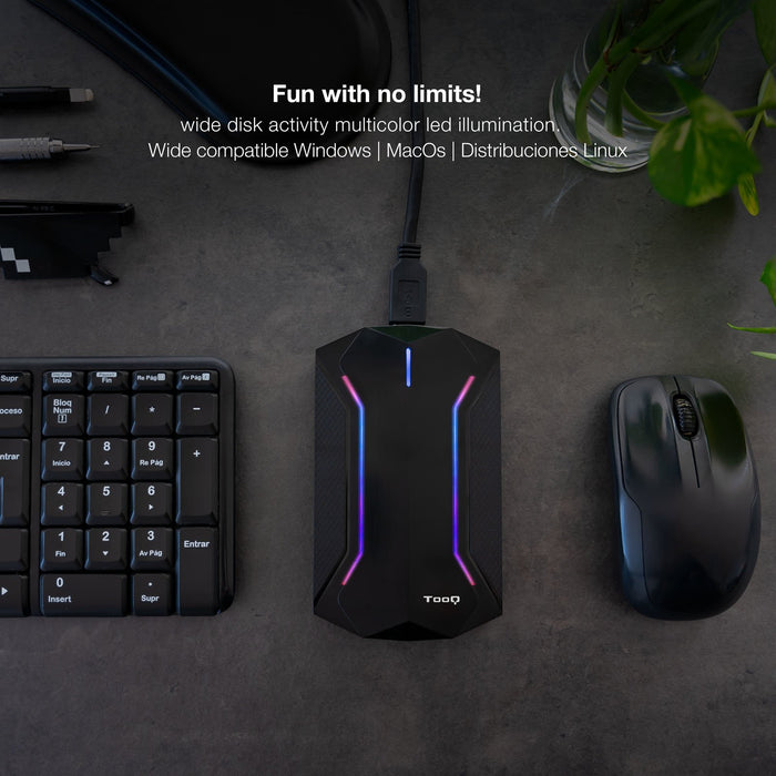 EAN 8433281012370 - TooQ TQE-2599RGB caja para disco duro externo Carcasa de disco duro/SSD Negro 2.5" imagen 5