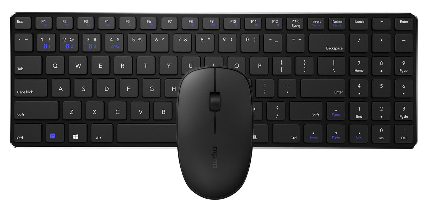 EAN 6940056194145 - Rapoo 9300M teclado Ratón incluido Hogar USB + RF Wireless + Bluetooth QWERTY Negro imagen 1