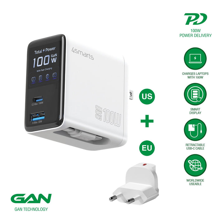 EAN 4252011913442 - 4smarts GaN Flex Universal Blanco Corriente alterna Carga rápida Interior imagen 7