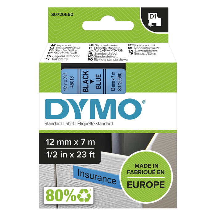 EAN 5411313450164 - DYMO D1 Standard - Black on Blue - 12mm cinta para impresora de etiquetas Negro sobre azul imagen 1