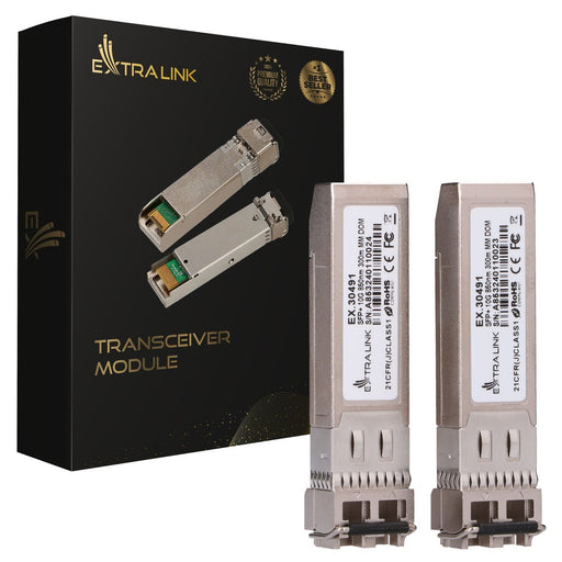 EAN 5906168630491 - Extralink SFP+ 10G 2-pack | Moduł SFP+ | 10Gbps, 850nm, 300m, multi mode (EX.30491) red modulo transcepto imagen 1