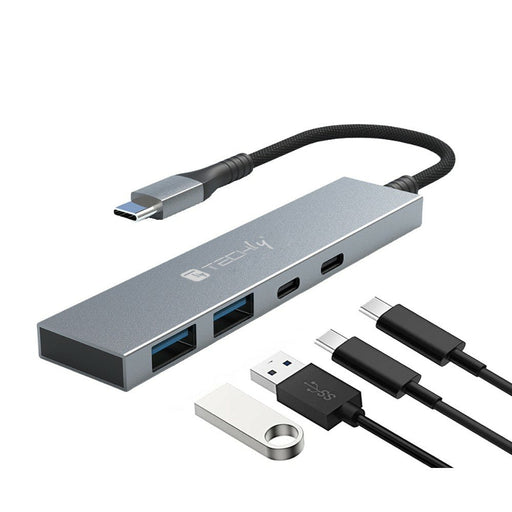 EAN 8059018366945 - Techly IUSB32C-HUB4AC hub de interfaz USB 3.2 Gen 1 (3.1 Gen 1) Type-C 5000 Mbit/s Plata imagen 1