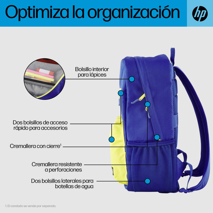 EAN 0197192501290 - HP Campus Blue Backpack 39,6 cm (15.6") Azul, Amarillo imagen 3