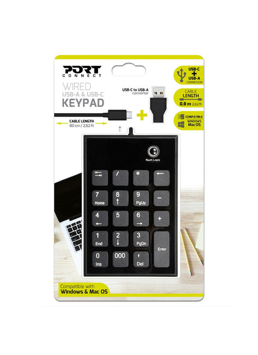 EAN 3567049008017 - Port Designs 900801 teclado numérico Portátil USB Negro, Gris imagen 1