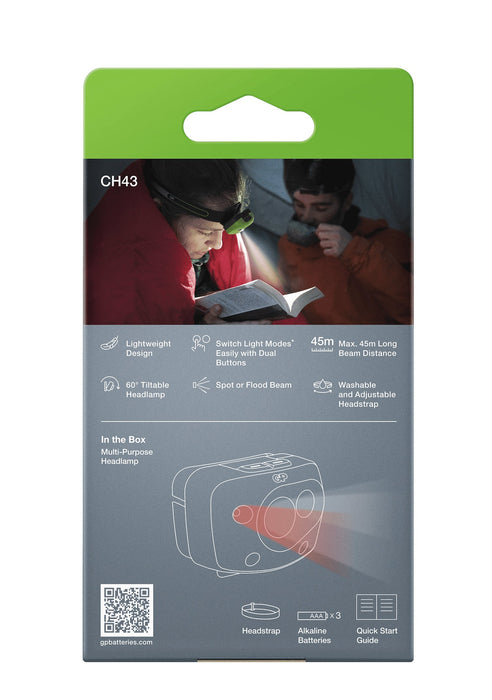 EAN 4891199211027 - GP Batteries CH43 Negro, Verde Linterna con cinta para cabeza LED imagen 3