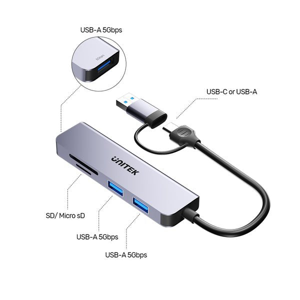 EAN 4894160057099 - UNITEK H1320AGY01 hub de interfaz USB 3.2 Gen 2 (3.1 Gen 2) Type-A 5000 Mbit/s Gris imagen 7