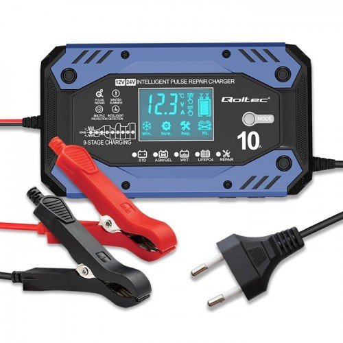 EAN 5901878524825 - Qoltec 52482 Cargador de batería para vehículos 12/24 V Negro, Azul imagen 10