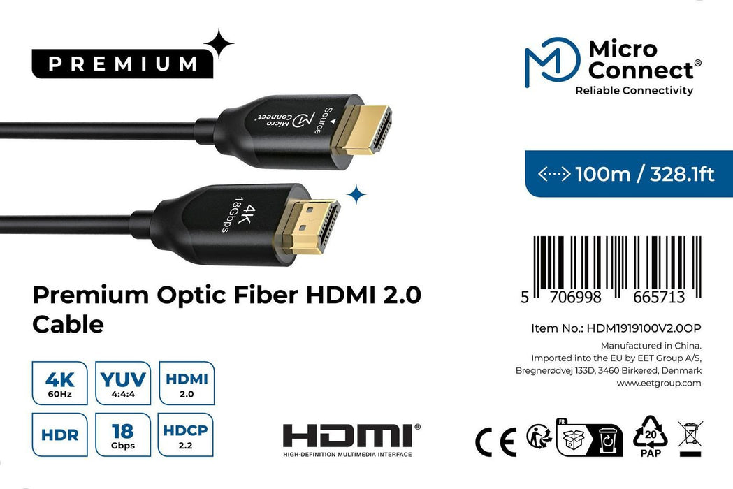 EAN 5706998665713 - Microconnect HDM1919100V2.0OP cable HDMI 100 m HDMI tipo A (Estándar) Negro imagen 3