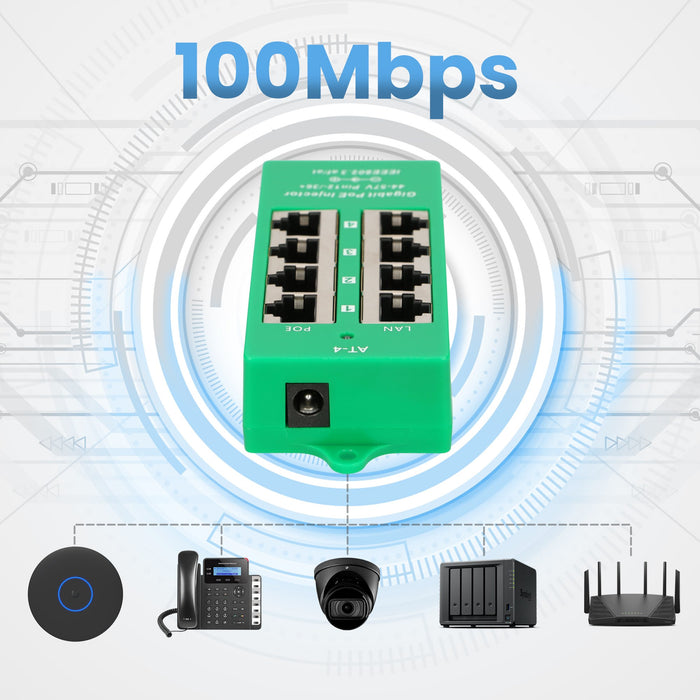 EAN 5903148912554 - Extralink ACTIVE POE INJECTOR 4 PORT GIGABIT 802.3AT/AF MODE A - 1 Gbps - 4-Port Gigabit Ethernet 48 V imagen 14