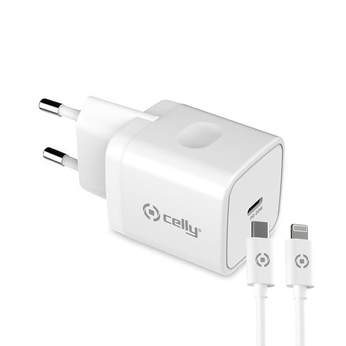 EAN 8021735764090 - Celly TC1C20WLIGHTWH cargador de dispositivo móvil Universal Blanco Corriente alterna Interior imagen 1