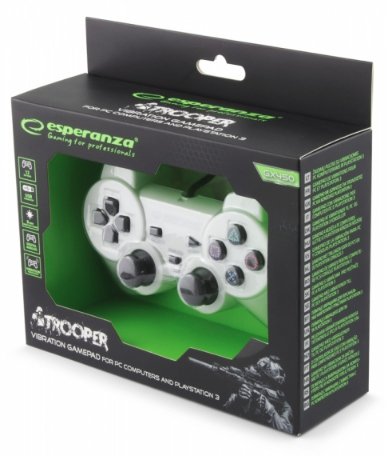 EAN 5901299947210 - Esperanza EGG107W mando y volante Negro, Blanco USB 2.0 Gamepad Analógico/Digital PC, Playstation 3 imagen 3